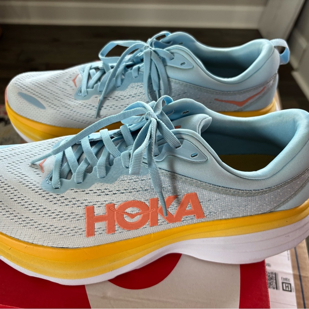 Hoka Blue and Yellow Athletic Shoes with Cushioned Midsole